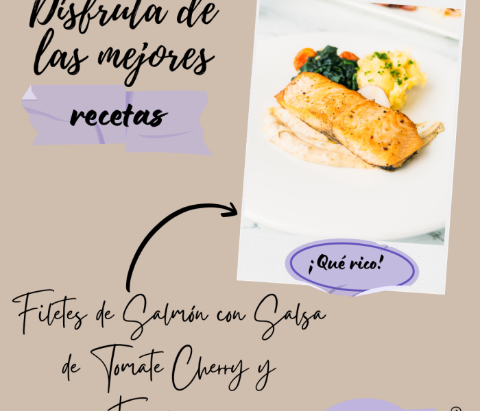 Filetes de Salmón con Salsa de Tomate Cherry y Espinacas