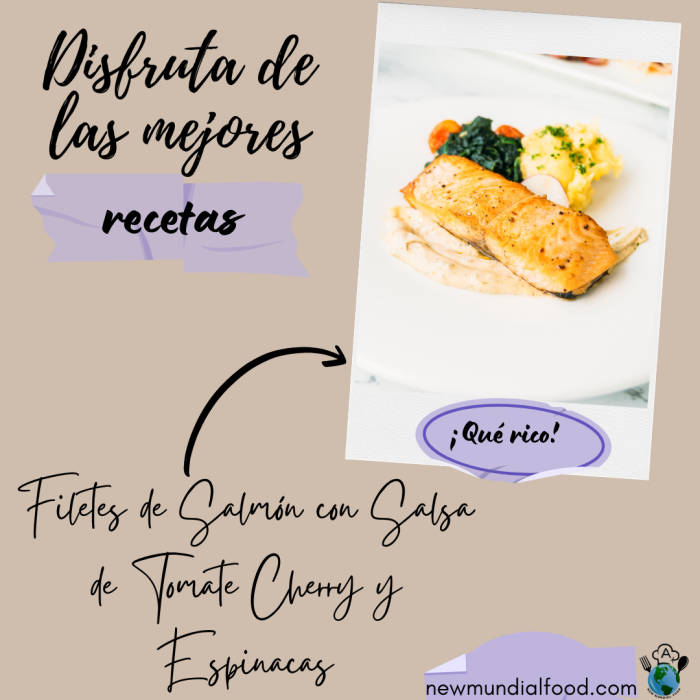 Filetes de Salmón con Salsa de Tomate Cherry y Espinacas