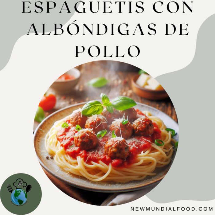 Espaguetis con albóndigas de pollo